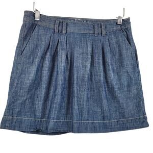 Old Navy Ultra Blue Skirt Women’s SZ 6 Blue Pleated Pockets Belt Loops Cotton